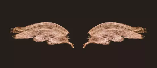 Abstrakte rosa handgemalte Flügel auf schwarzem Hintergrund in nostalgischen Vintage-Farben © mila_1989