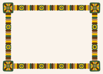 African tribal ethnic mosaic frame with space for text or photo. For invitations, announcements or photo