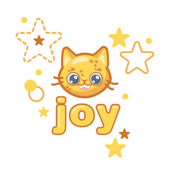 happy smiley with a cat face with yellow stars