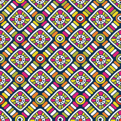 Tribal African mosaic ethnic multicolored seamless pattern 