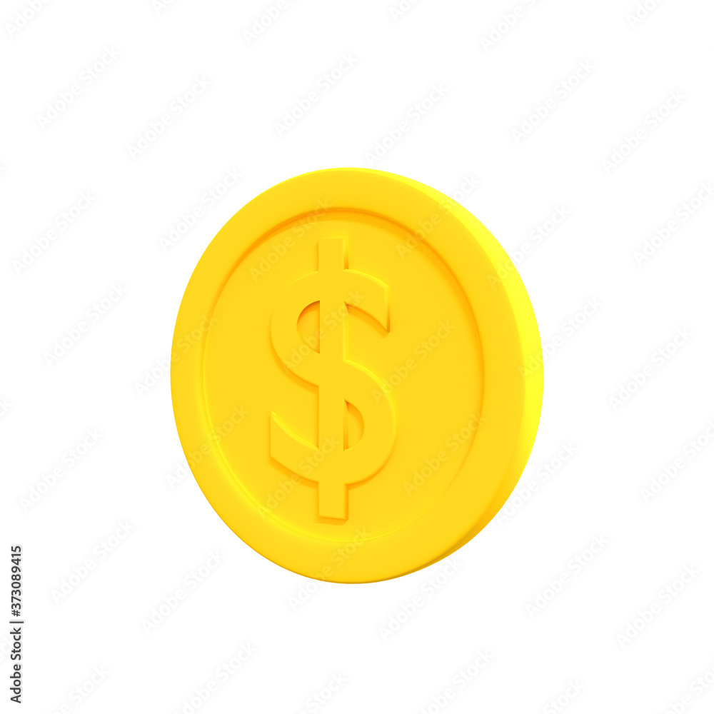 Poster 3d gold coin money isolated on white background. 3d rendering