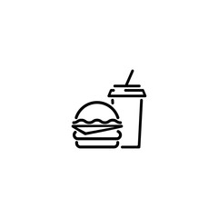 Sandwich, hamburger with drink. Vector on isolated white background. EPS 10