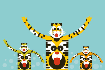 Illustration of tiger dancers of Onam festival in Kerala, India