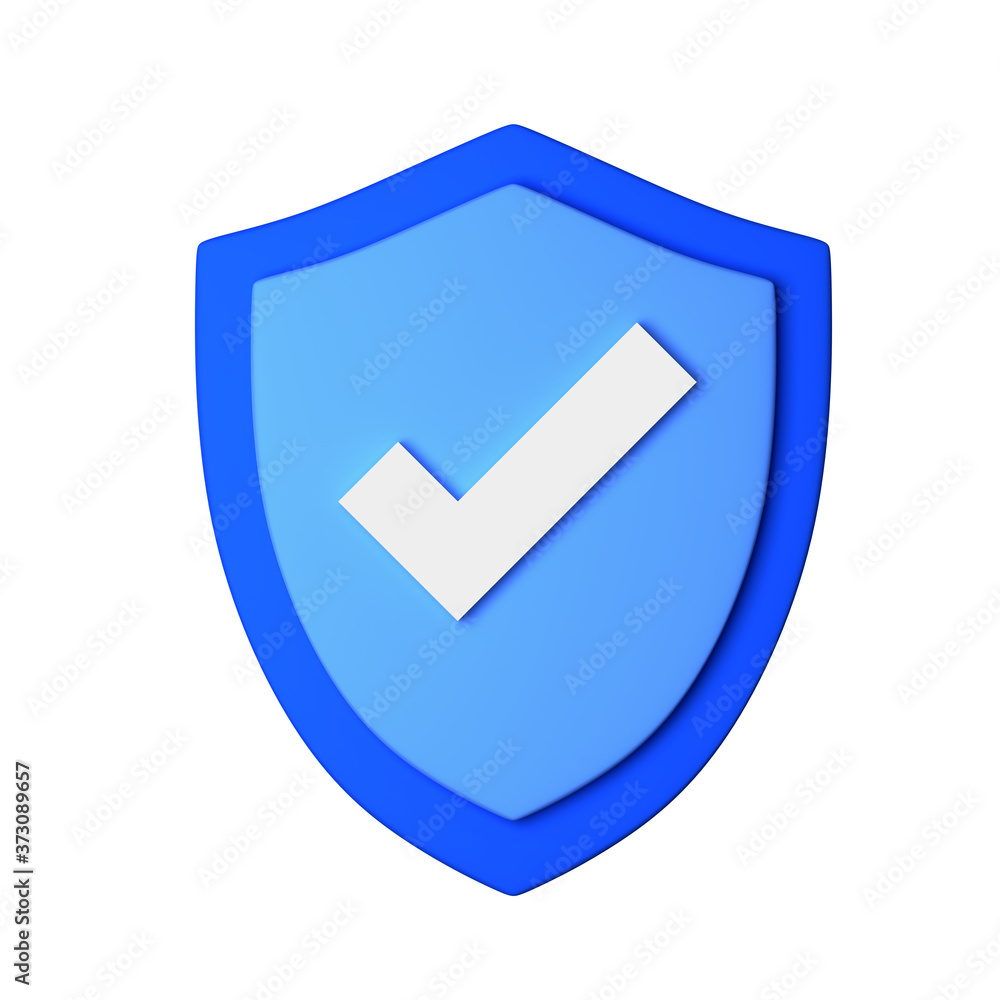 Aufkleber 3D shield shape isolated on white background. 3D rendering