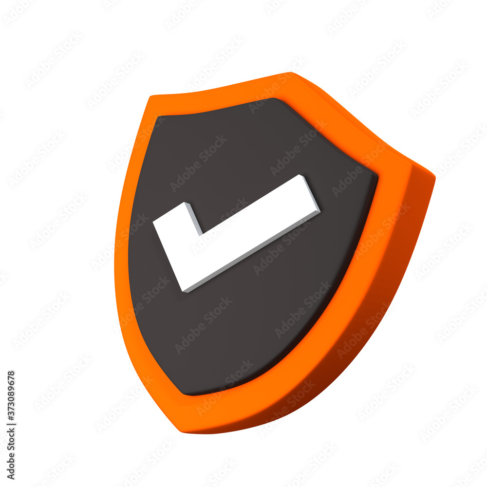 Aufkleber 3D shield shape isolated on white background. 3D rendering