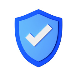 3D shield shape isolated on white background. 3D rendering