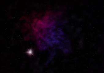 Naklejka na ściany i meble Distant flickering star array and cold cosmic nebula.