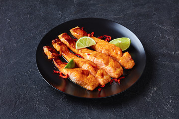 teriyaki salmon fillet baked in an oven