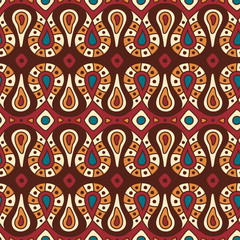 Fototapeta premium African tribal ethnic mosaic seamless pattern on brown background