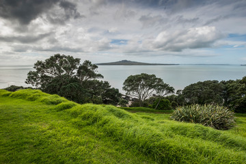 Fototapeta na wymiar Auckland Devonport view at the Rangitoto island volcanic area