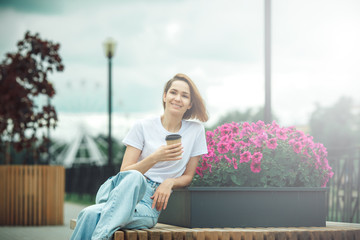 Hipster girl casual wear. Summer city portrait