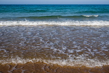 Sea horizon at La Barrosa beach, Sancti Petri, Cadiz, Spain
