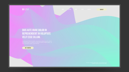 Homepage, landing page background. Abstract liquid, fluid shapes composition. 3D effect with blend gradient. Eps10 vector.
