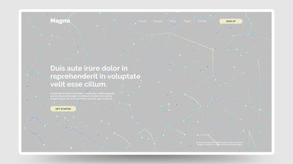 Abstract homepage design. Modern web page template, concept. Colorful starry sky. Constellation. Holographic colors. Eps10 vector. 