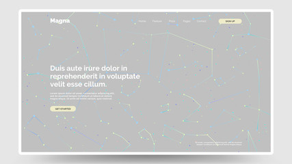 Abstract homepage design. Modern web page template, concept. Colorful starry sky. Constellation. Holographic colors. Eps10 vector. 