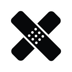 Bandage Plaster Medical Symbol Glyph Black and White Line Icon Vector