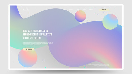 Homepage, landing page background. Abstract liquid, fluid shapes composition. 3D effect with blend gradient. Eps10 vector.