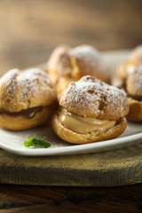 Chocolate and caramel choux pastry