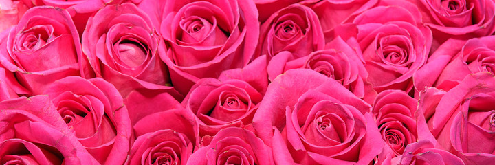 Background of bouquets of flowers. Roses.  Close up. Panorama.