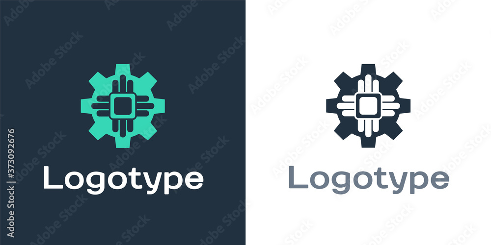 Poster logotype processor icon isolated on white background. cpu, central processing unit, microchip, micro