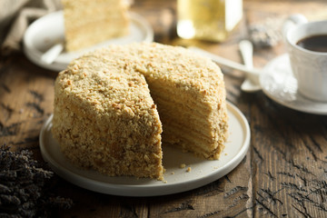 Traditional homemade Russian honey cake