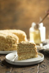 Traditional homemade Russian honey cake