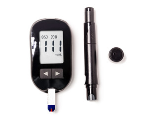 glucometer for glycemia control isolated on white