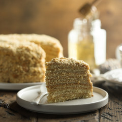 Traditional homemade Russian honey cake