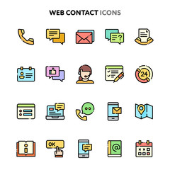 Internet & Web Contact Icon Set. Linelo Color Series.