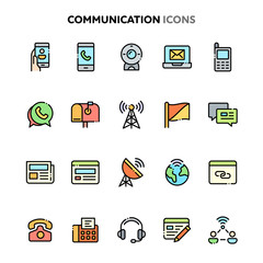 Communications Icon Set. Linelo Color Series.