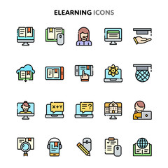 E-learning Icon Set. Linelo Color Series.