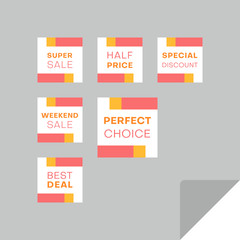 Set of rectangular discount labels. Timeless easy-to-read design.