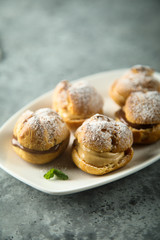 Chocolate and caramel choux pastry