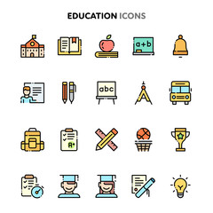 Education Icon Set. Linelo Color Series.