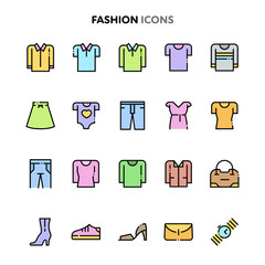 Fashion Icon Set. Linelo Color Series.
