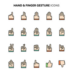 Hand & Finger Gesture Icon Set. Linelo Color Series.