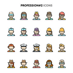 Profession Icon Set. Linelo Color Series.