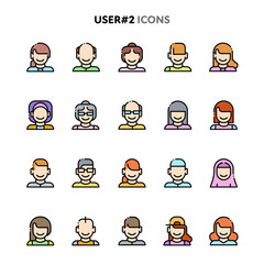 User Icon Set. Linelo Color Series.