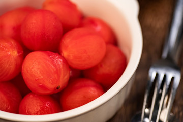A Bowl Of The Skinless Tomato