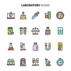 Laboratory Icon Set. Linelo Color Series.