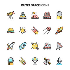 Outer Space Icon Set. Linelo Color Series.