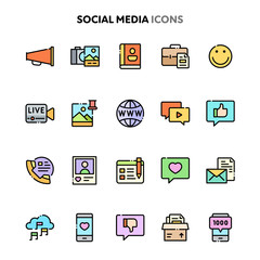 Social Media Icon Set. Linelo Color Series.