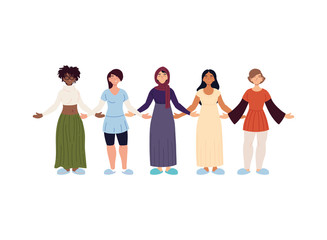 Obraz premium black muslim and indian women cartoons vector design