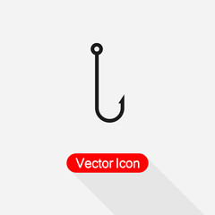 Barbed Fish Hook Icon Vector Illustration Eps10