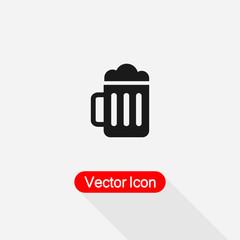 Beer Bottle With Beer Mug Icon, Beer Icon Vector Illustration Eps10