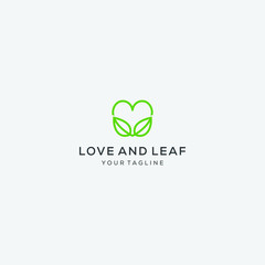 Abstract love and leaf line logo design vector template vector illustration.