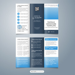 abstract tri fold layout template design vector with blue color