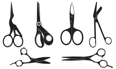 Scissors set silhouette vector isolated