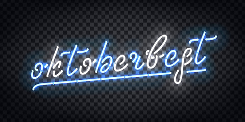 Vector realistic isolated neon sign of Oktoberfest logo for template decoration and invitation covering on the transparent background.