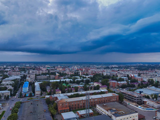 Fototapeta na wymiar Rainy sky over a Siberian city